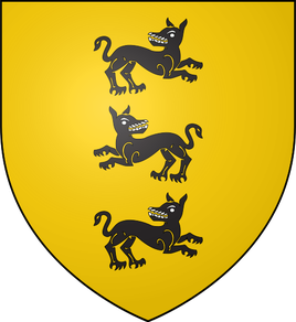 Three dogs on yellow