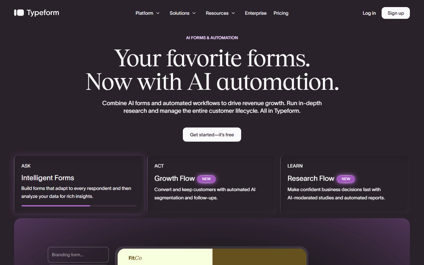 The Typeform homepage