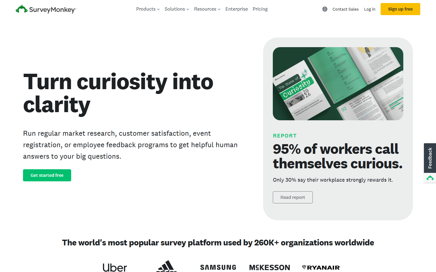 The SurveyMonkey homepage